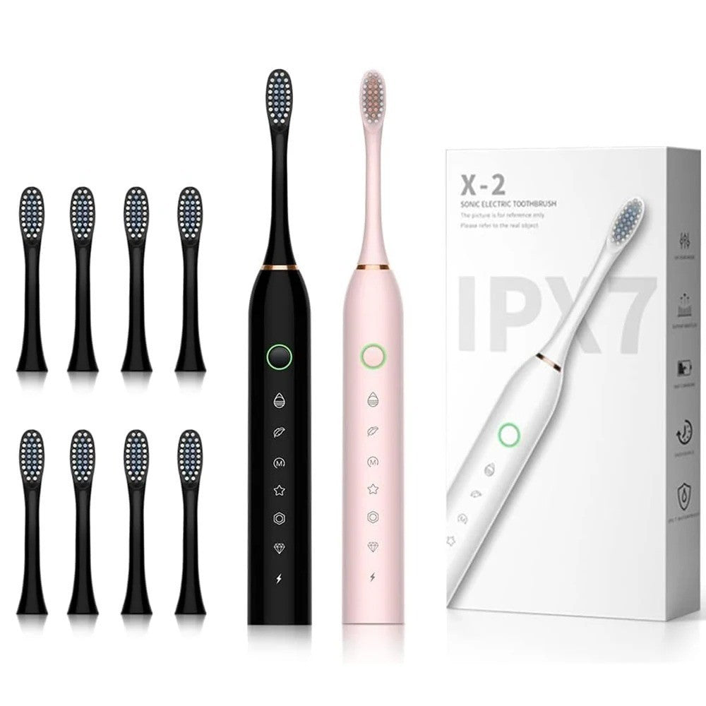 Electric Toothbrush with 6 Modes, USB Rechargeable, Soft Bristles, 8 Heads