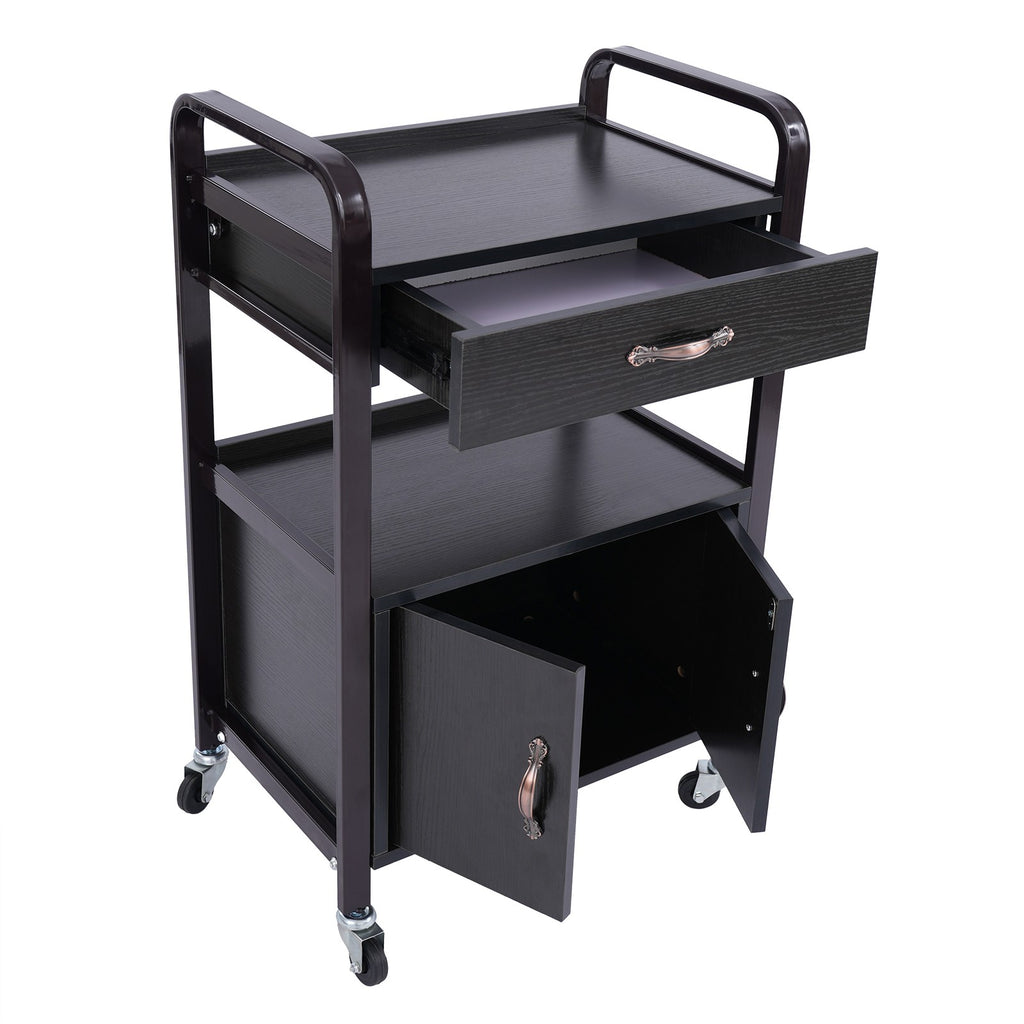 Salon Trolley Cart Rolling Station with Drawer & Cabinet for Beauty & Barber Use