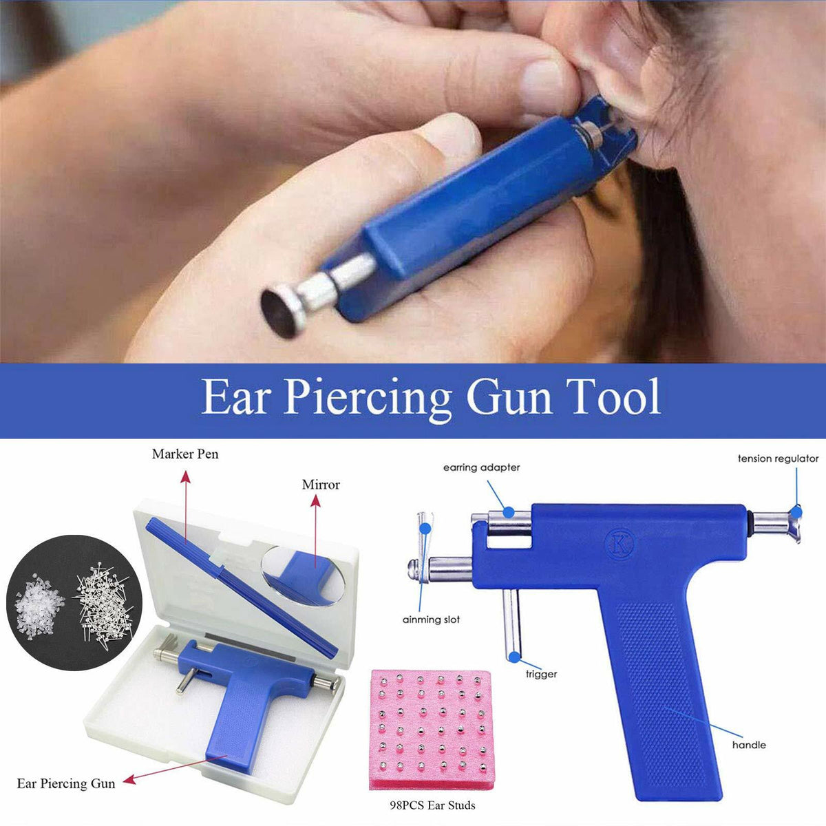Ear Piercing Tool Kit with Gun, 161pcs Set for Salon and Home Use