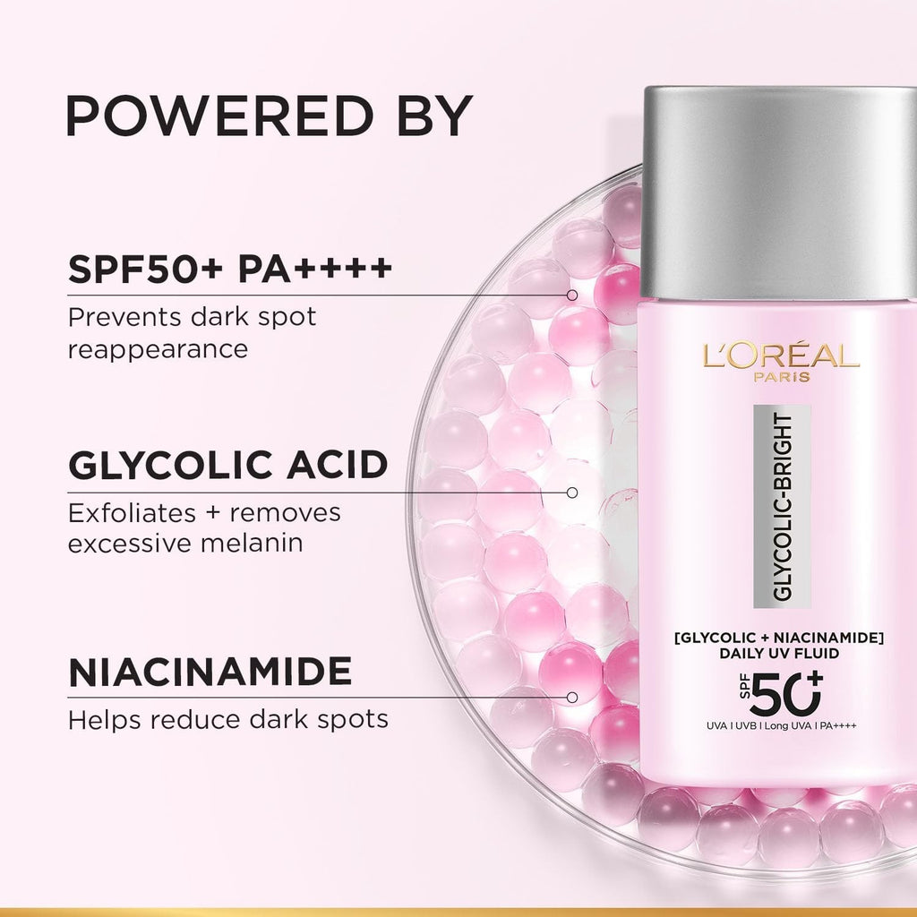 L'Oréal Glycolic Bright UV SPF 50+ Face Fluid with Niacinamide 50ml