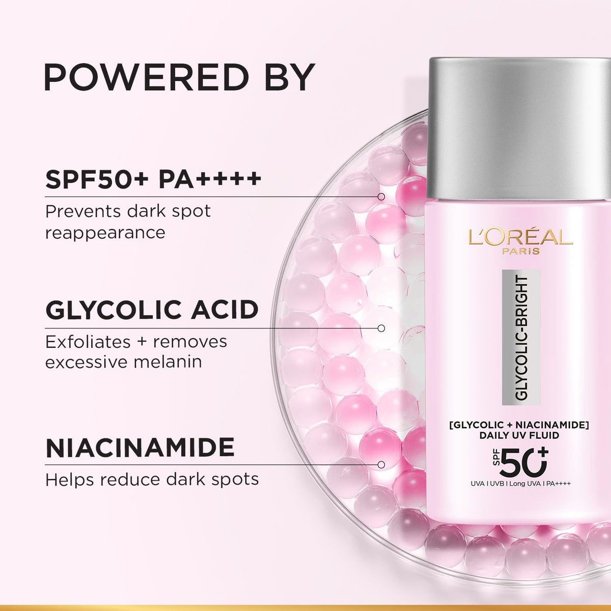 L'Oréal Glycolic Bright UV SPF 50+ Face Fluid with Niacinamide 50ml
