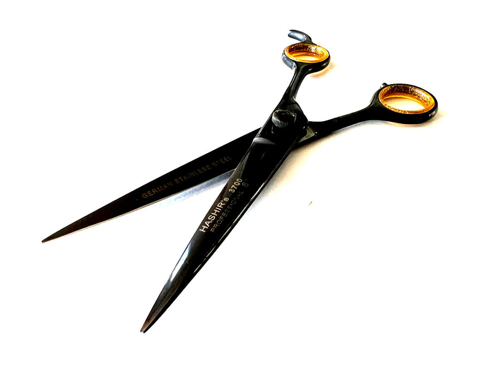 8-Inch German Stainless Steel Barber Scissors Shears Black - Professional Haircut Tools
