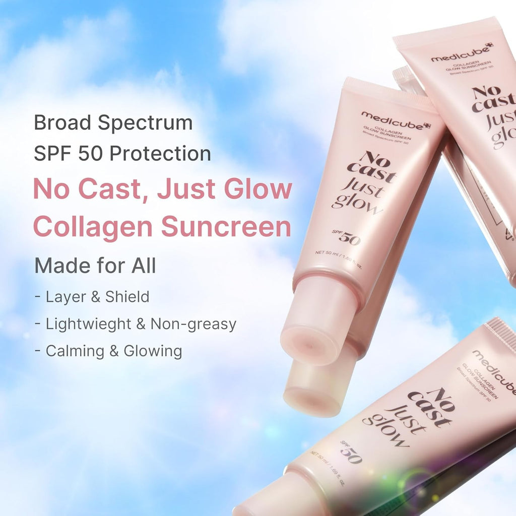 SPF 50 Collagen Sunscreen for Face & Body - No White Cast, Hydrating Lotion