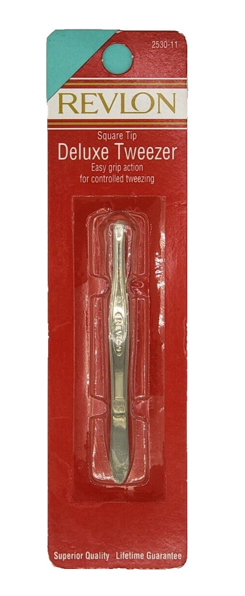 Revlon Square Tip Deluxe Tweezers - Precision Beauty Tool, Easy Grip