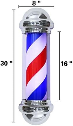 Rotating LED Barber Pole Sign with Metal Frame for Hair Salons - Multiple Colors