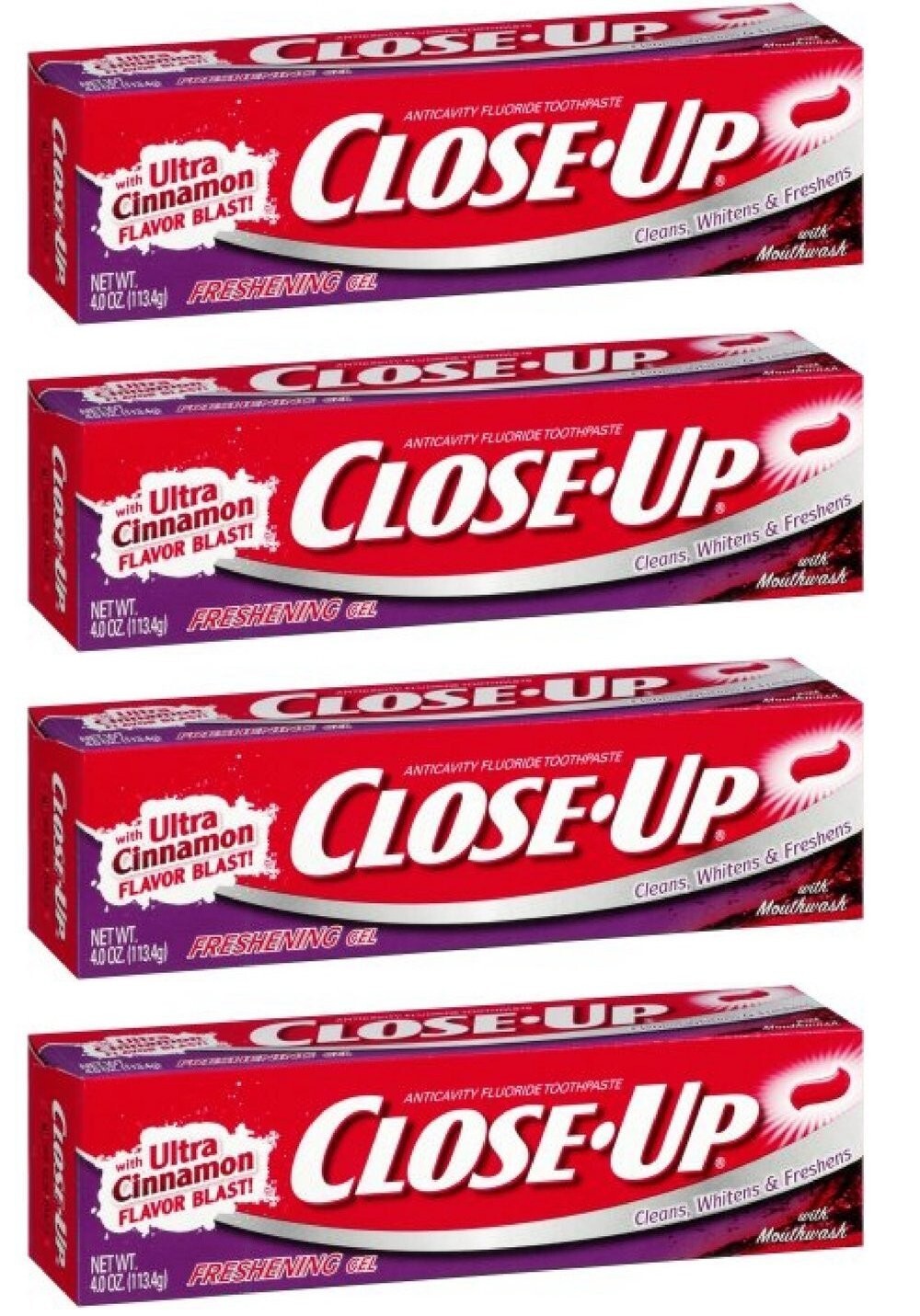 Fluoride Toothpaste with Freshening Red Gel - 4 oz Pack of 4