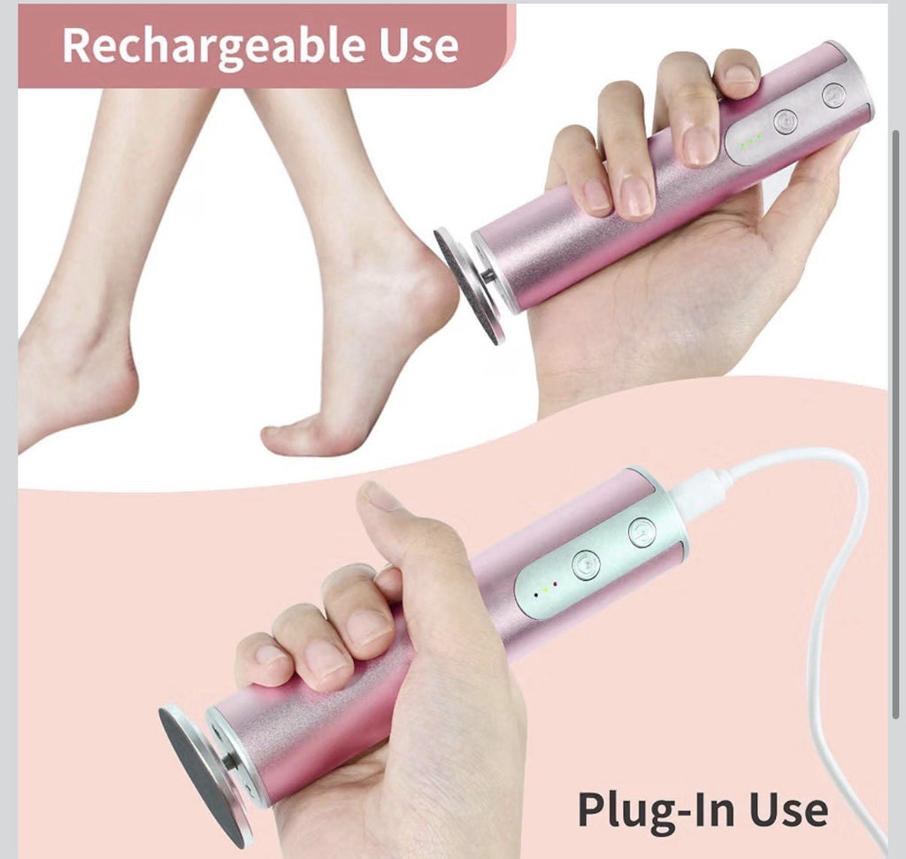 Rechargeable Electric Foot Callus Remover with 3 Sizes - Painless Pedicure Tool
