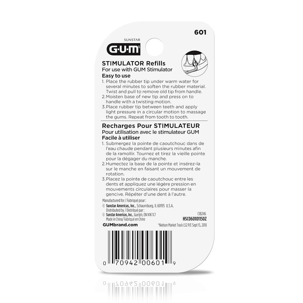 Gum Stimulator Refill Tips - Latex-Free Rubber Tips for Healthy Gums (3 Pack of 6 Tips)