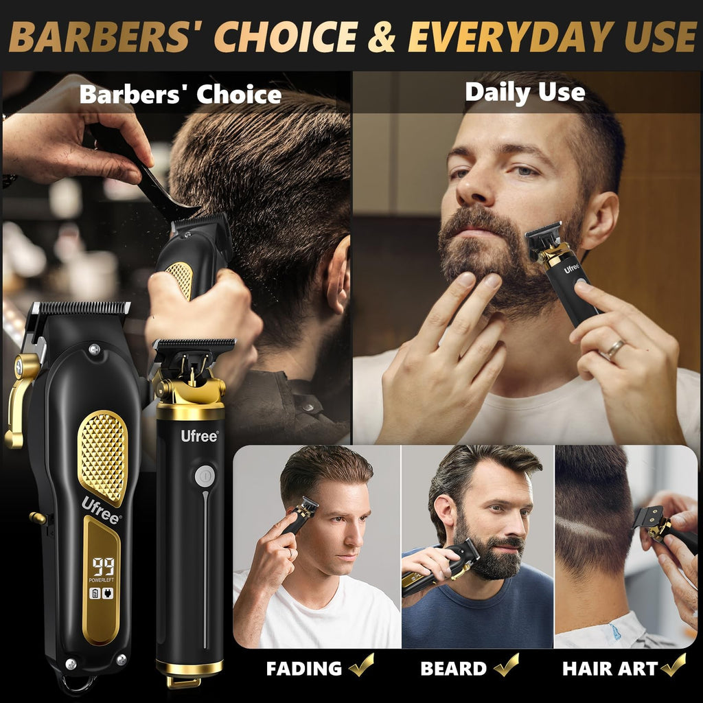 Cordless Men’s Hair Clippers and Trimmer Set - Professional Grooming Kit