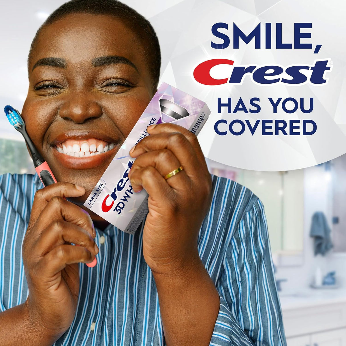 Whitening Toothpaste with Fluoride - Crest 3D White Brilliance Peppermint 4.6 oz