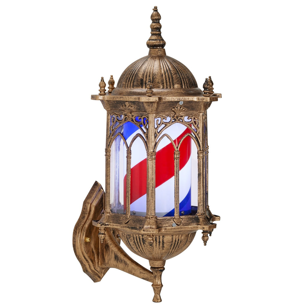Wall-Mounted Vintage Barber Pole Sign with Rotating LED Strips for Salons