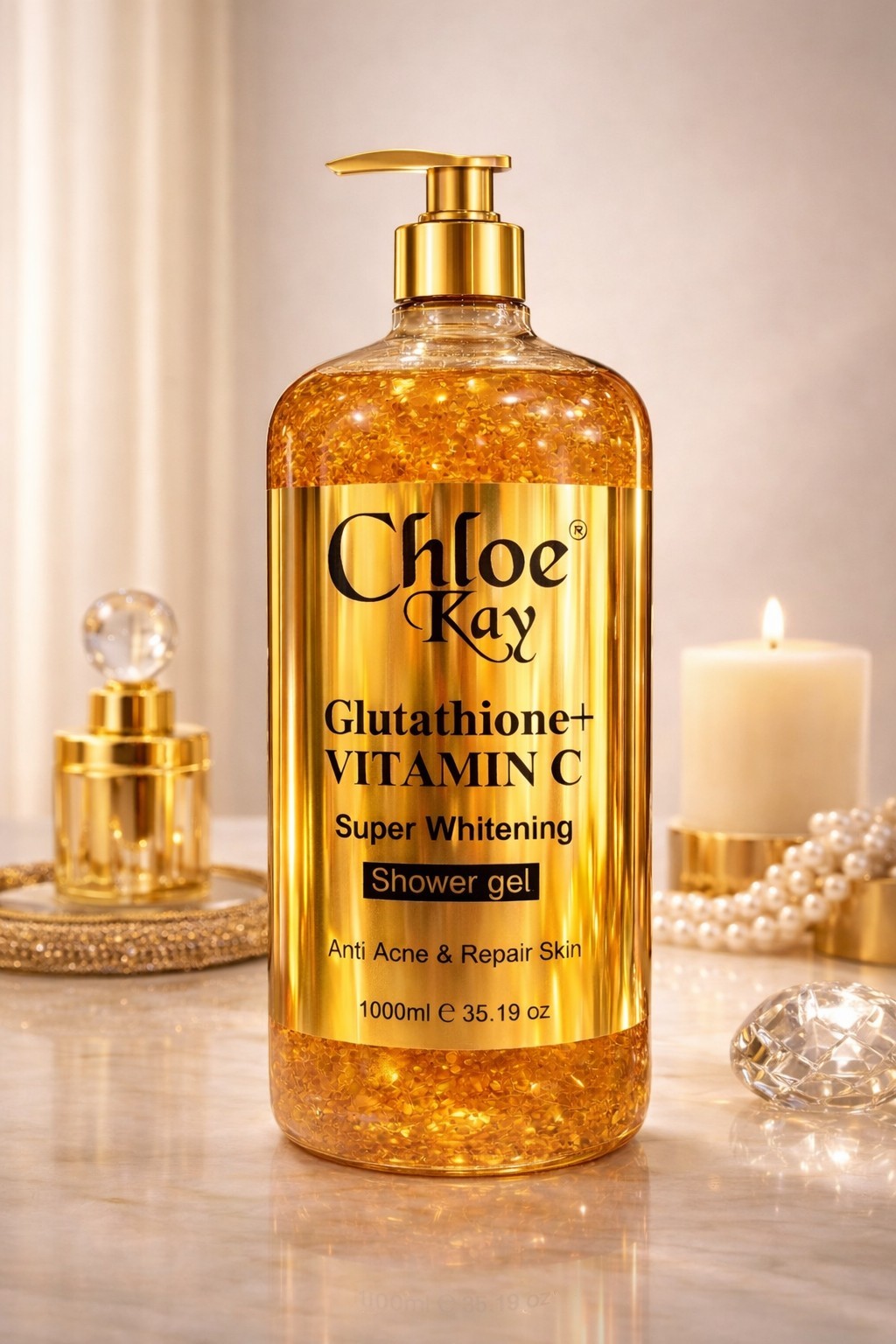 Luxury Glutathione Vitamin C Shower Gel for Brightening & Hydration
