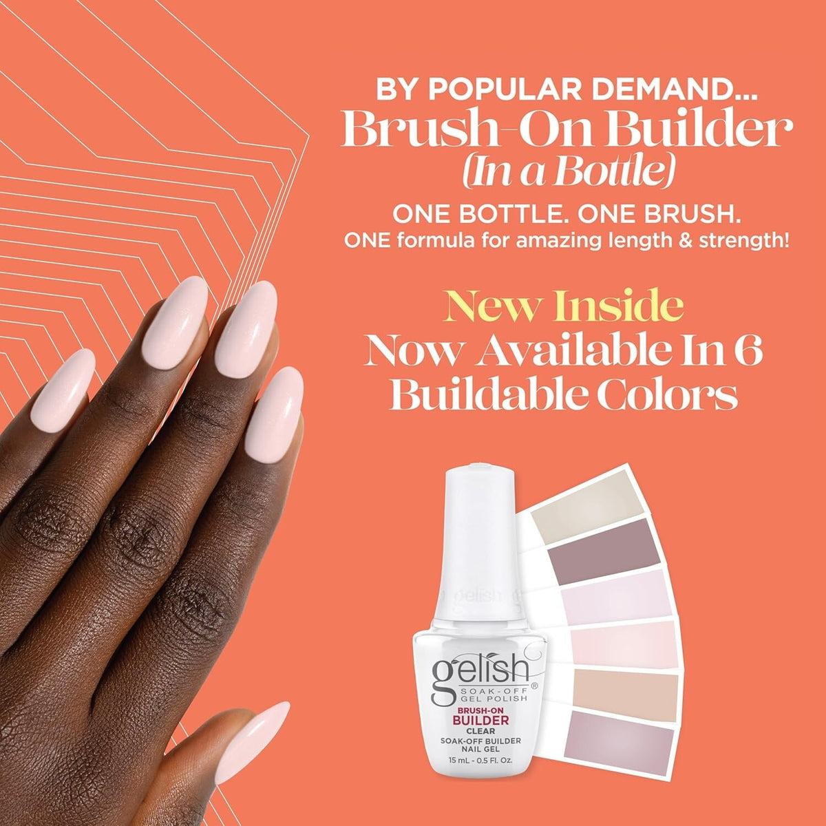 Brush-On Builder Gel for Nails - Clear, 0.5 oz, Fast Curing & Strong