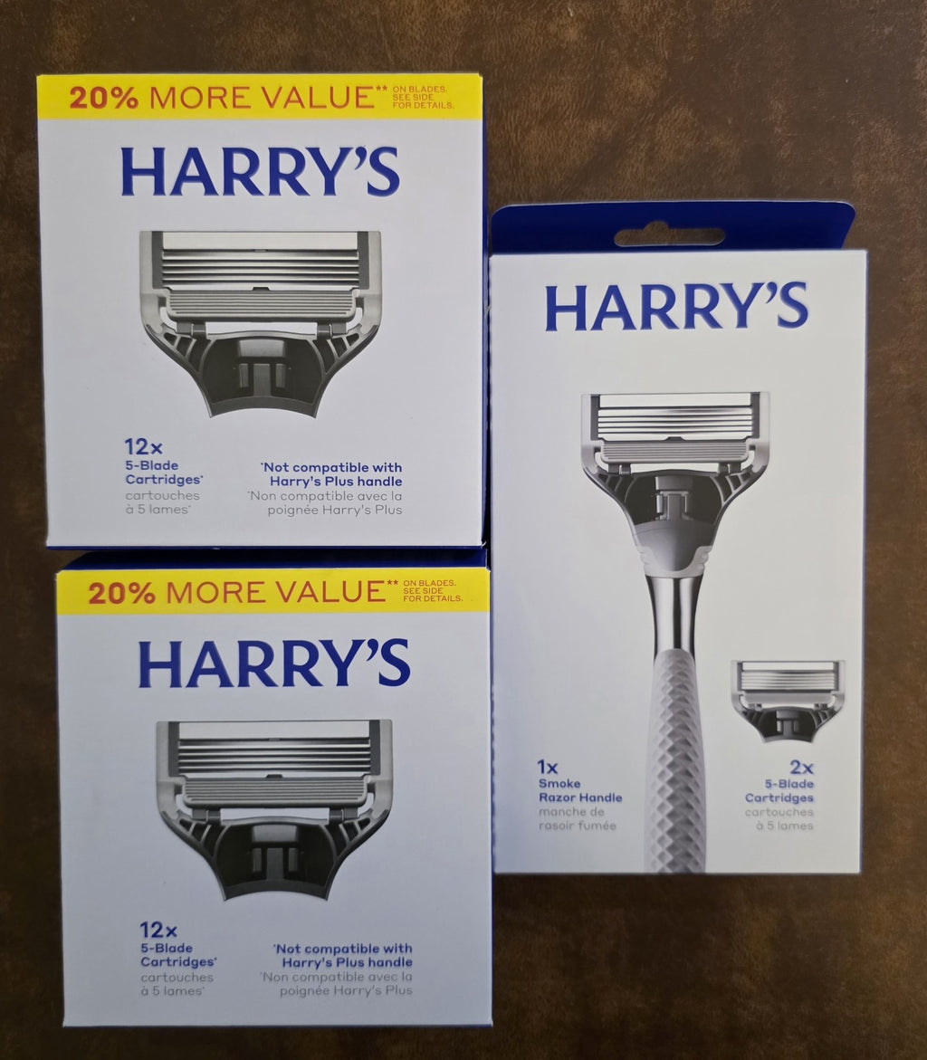 Harry’s 5-Blade Razor Set with Chrome Handle & 26 Cartridges - Men's Grooming