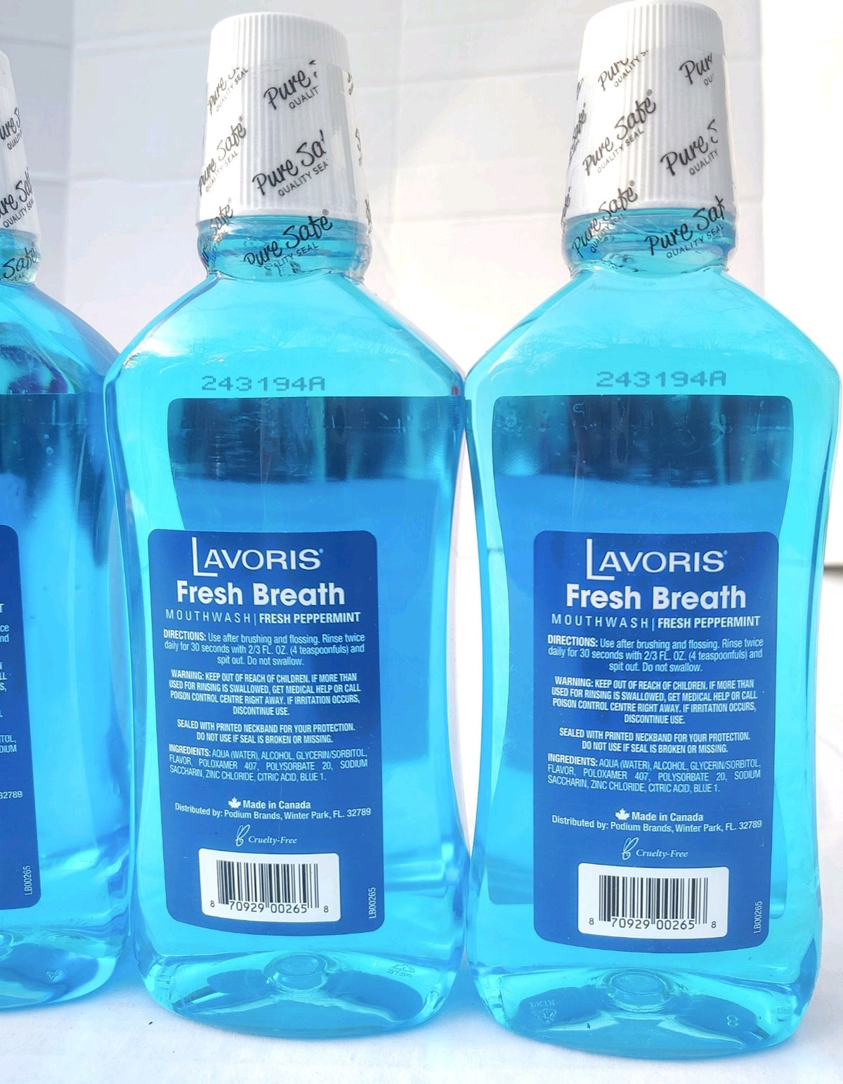 Lavoris Fresh Breath Mouthwash Original Peppermint 16.9 Fl Oz - 4 Bottles