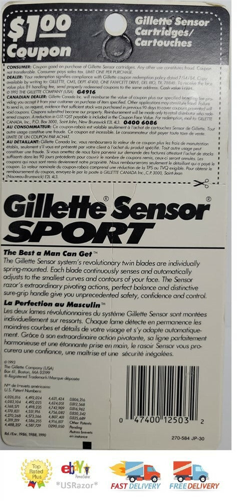 Gillette Sensor Razor Handle & Refill Cartridge Yellow - Metal Men & Women Shaver