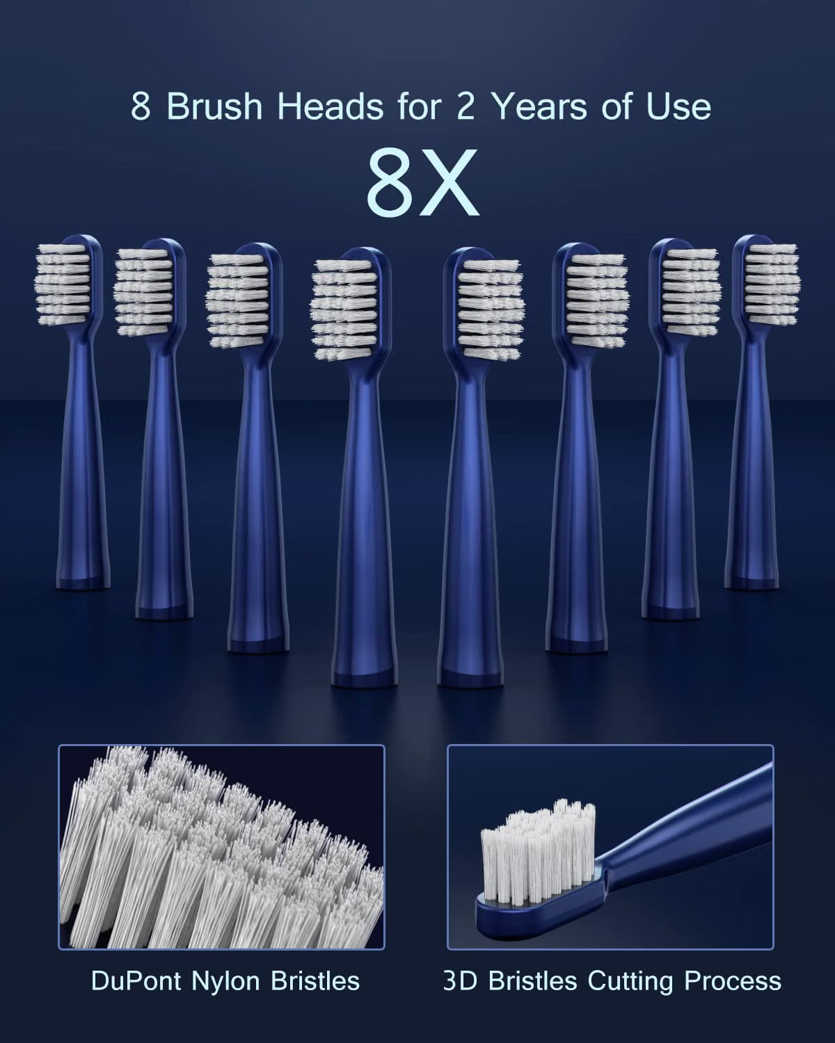 Electric Toothbrush IPX7 Waterproof Sonic 5 Modes & 8 Brush Heads
