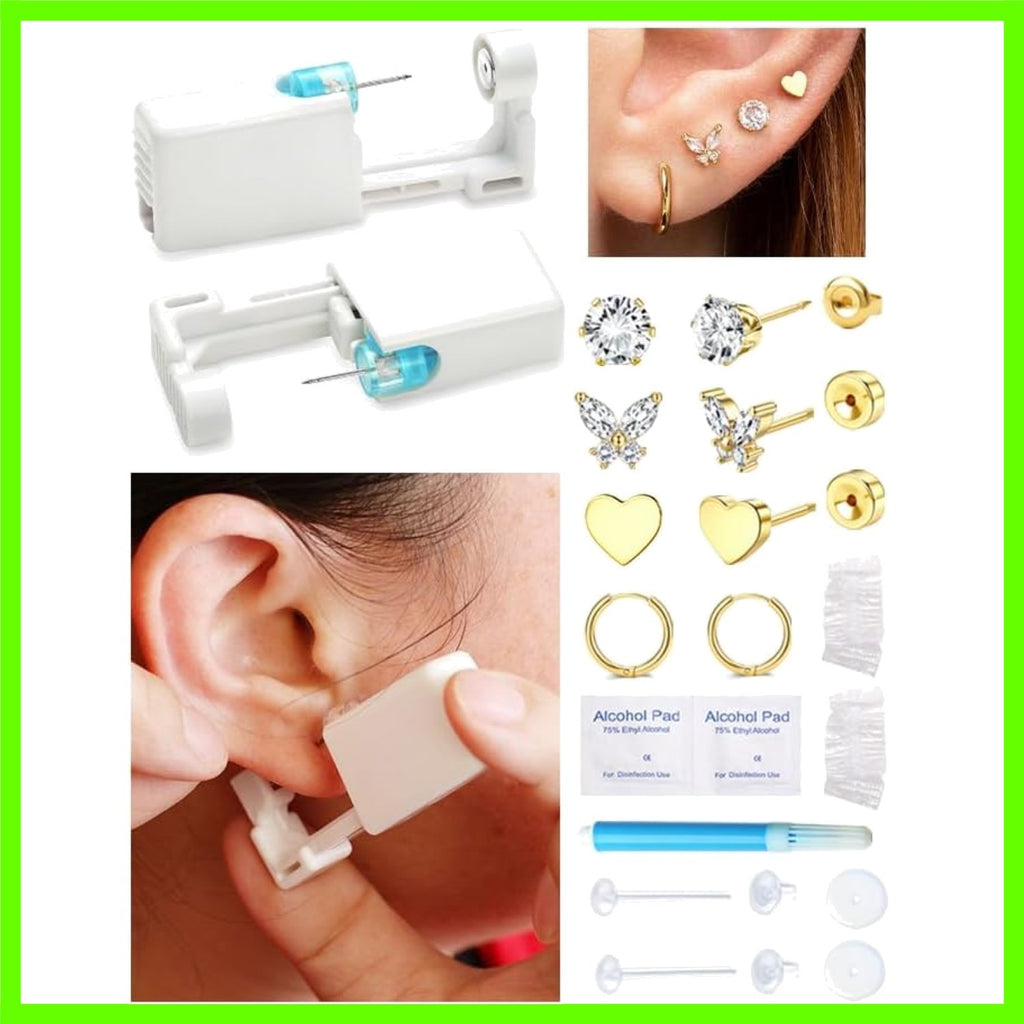 Disposable Stainless Steel Ear Piercing Gun Kit with Preloaded Cartridges