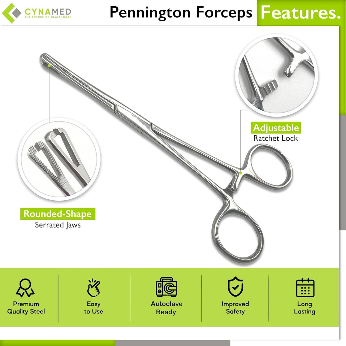 Septum Piercing Clamps & Forceps Set - 4pc Stainless Steel Slotted Locking