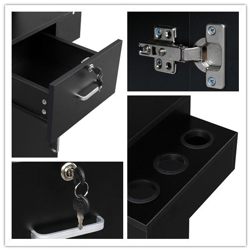 Wall Mount Hair Styling Salon Station with Drawer and Shelves