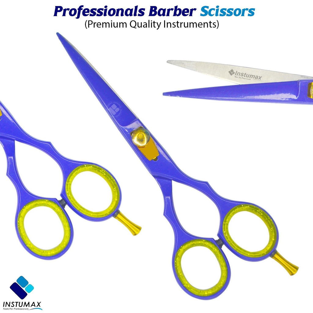Professional Hair Cutting Scissors - Blue Stainless Steel Salon Shears