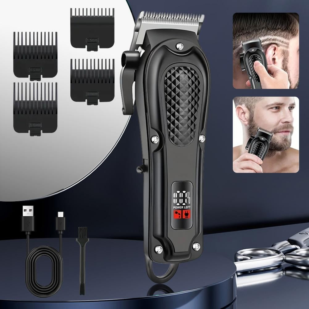 Professional 6-Piece Cordless Hair Clipper Set for Men with Adjustable Blades