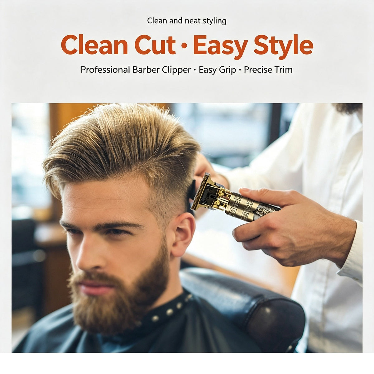 Men's Cordless Hair Clipper & Beard Trimmer Set - Waterproof Professional Grooming Machine