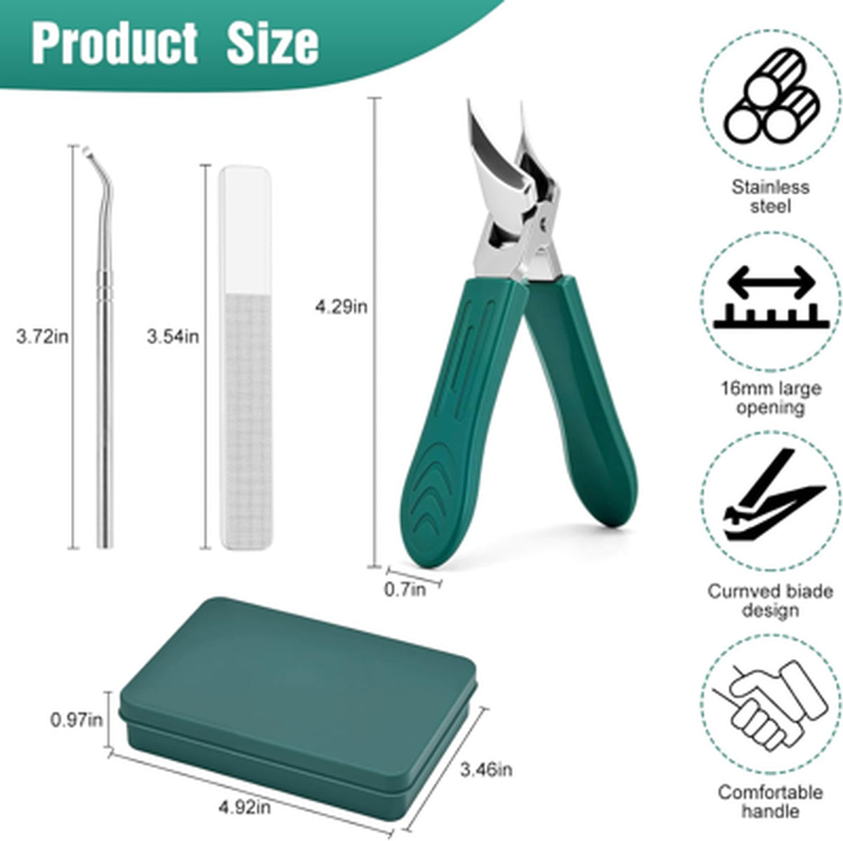 Eagle Beak Nail Clippers Set with Long Handle & Wide Jaw - Manicure Tools