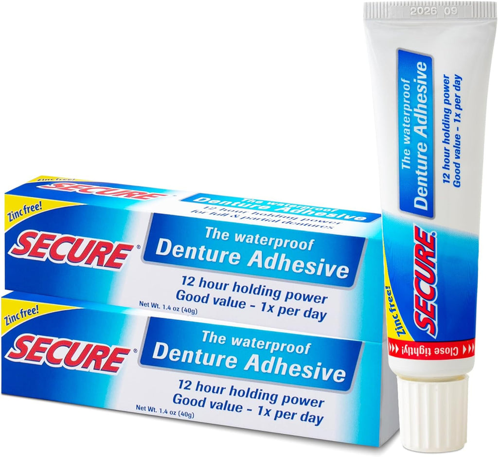 Waterproof Denture Adhesive - Zinc-Free Extra Strong Hold for Upper Dentures