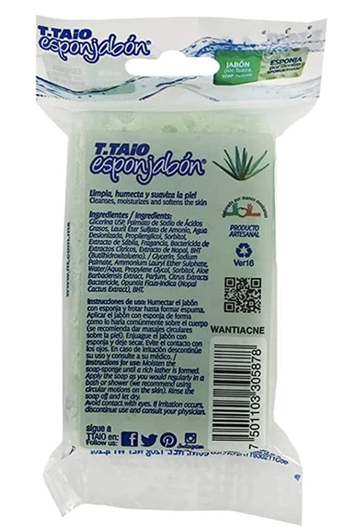 Aloe Vera Soap Sponge - Moisturizing Body Wash for All Skin Types, 4.2 oz