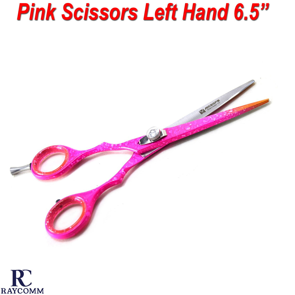 Pink Left Hand Hair Cutting Scissors 6.5 Inch Barber Shears for Hairdressing