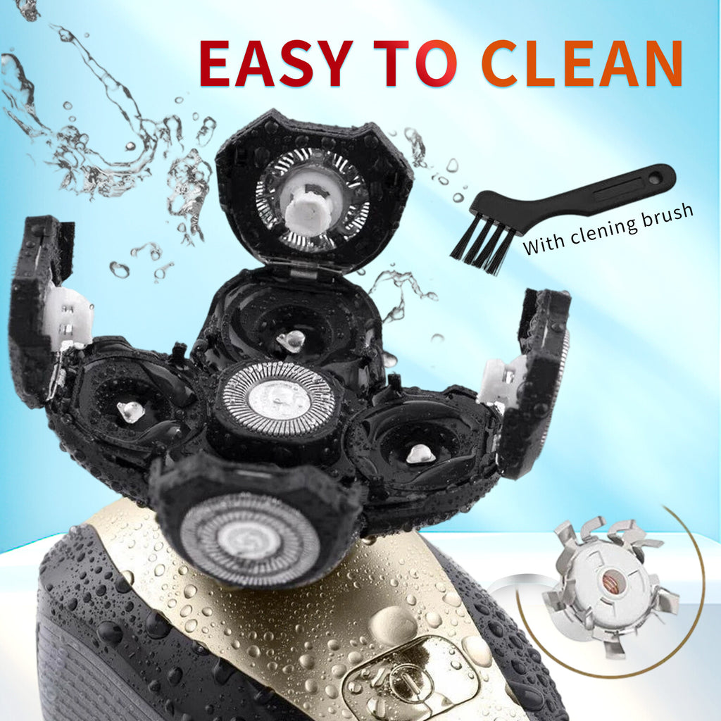 5-in-1 Rotary Electric Shaver for Bald Head and Face Trimming, Rechargeable