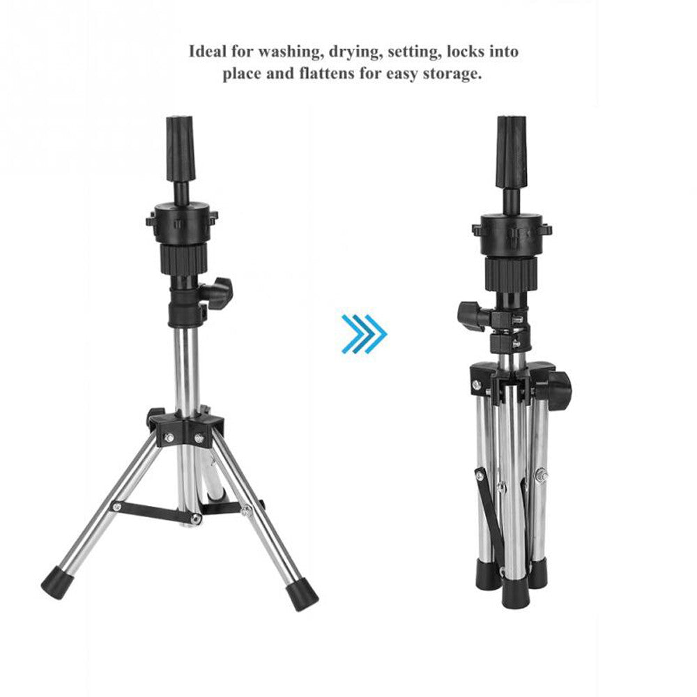 Portable Wig Mannequin Head Stand with Adjustable Tripod Holder