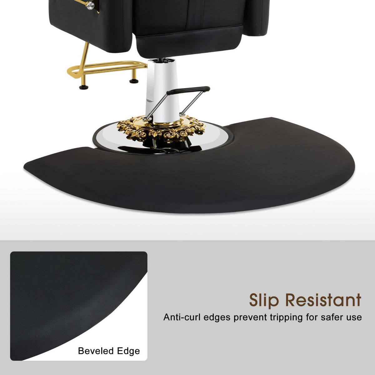 Anti-Fatigue Salon Floor Mat - Semi-Circle Comfort Mat for Barber & Hairdressing Stations