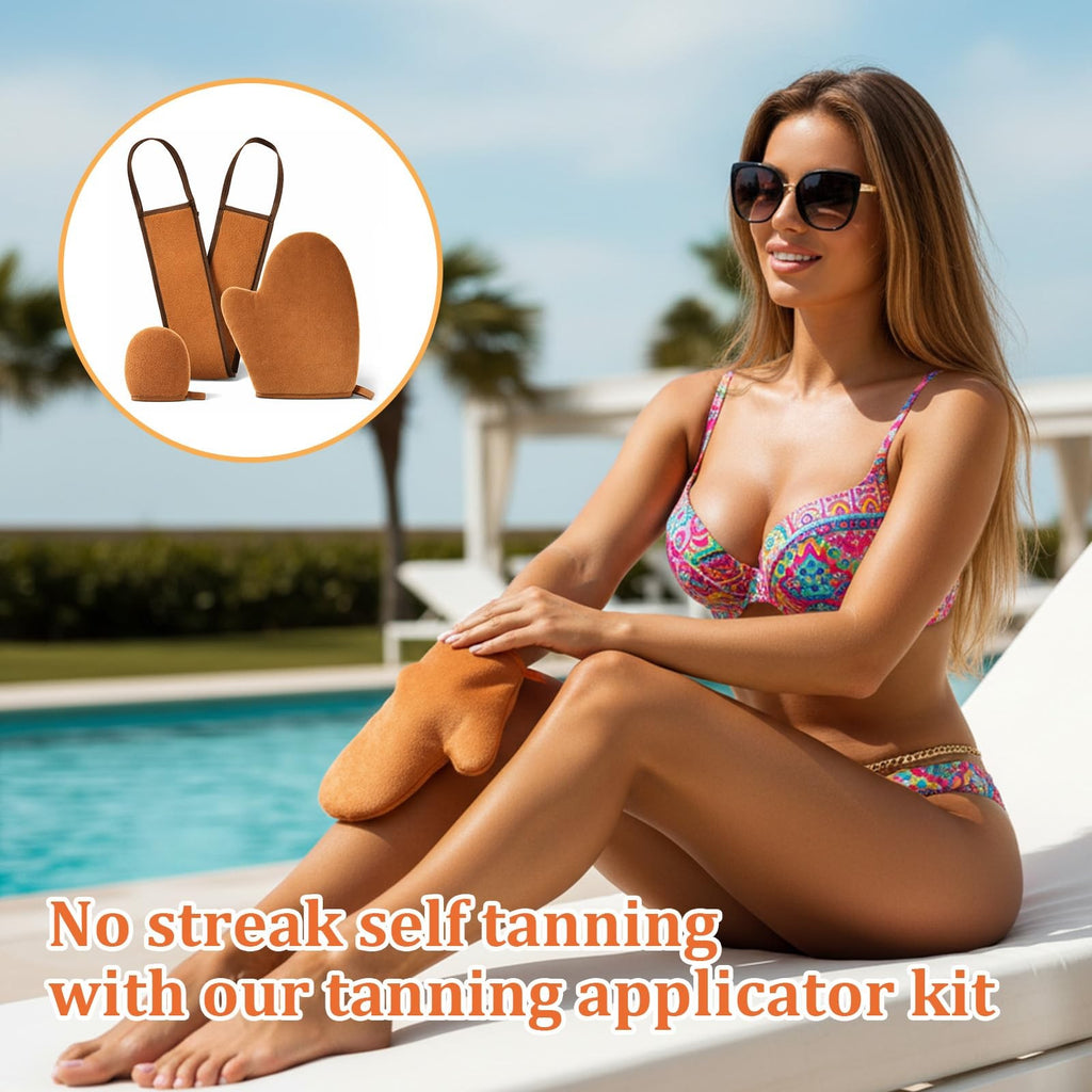 Self Tanner Mitt Applicator Kit 3-Piece Reusable Sunless Tanning Set