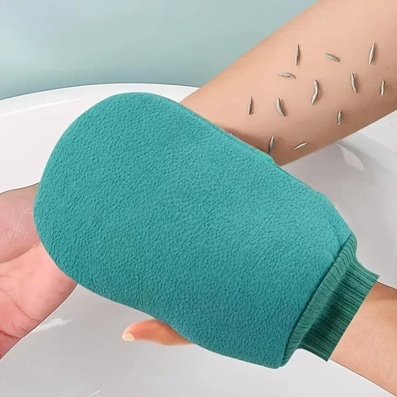 Green Exfoliating Bath Glove for Shower & Body Scrubbing - Reusable Spa Mitt