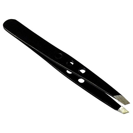 4-Inch Stainless Steel Slanted Tweezers with 3-Hole Design for Precision Hair Removal