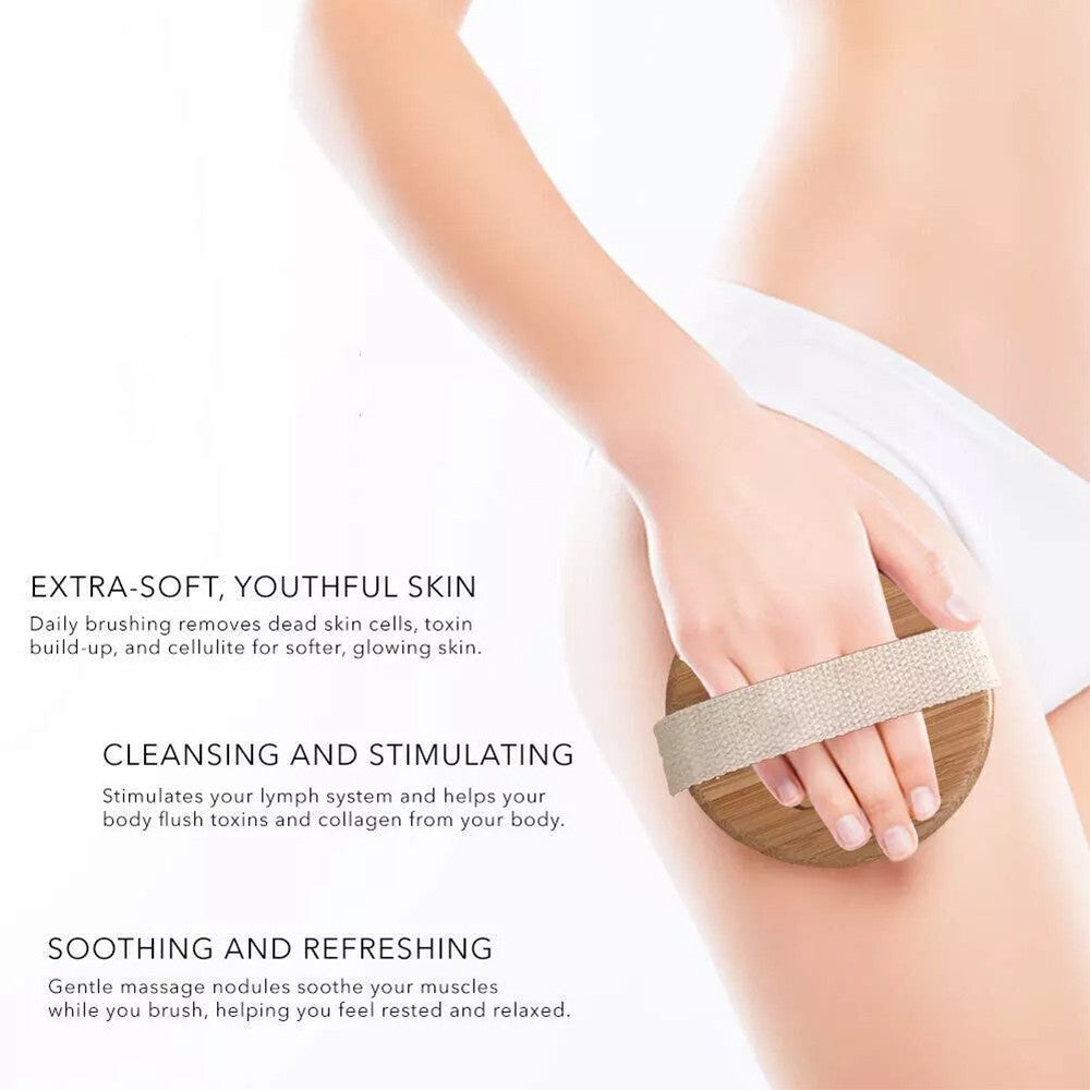 Natural Dry Body Brush with Boar Bristles for Exfoliation and Skin Rejuvenation