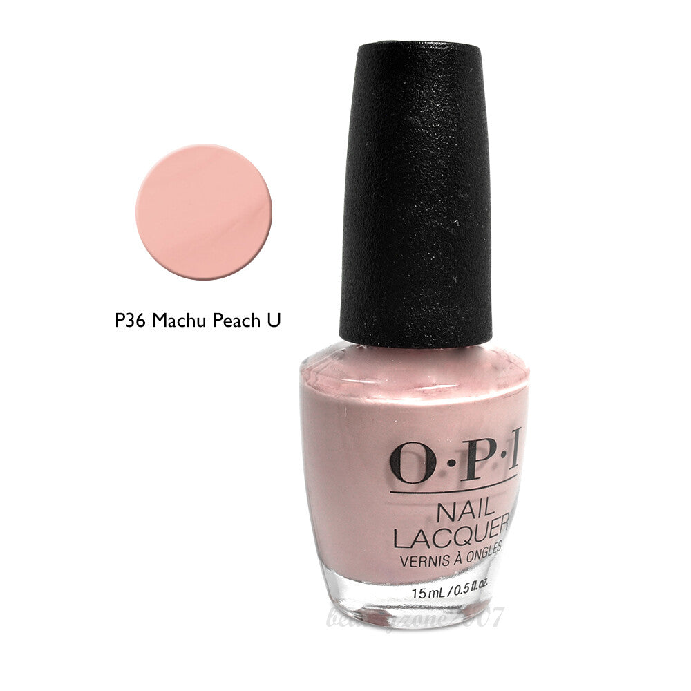 OPI Nail Polish P36 Machu Peach-U 0.5oz - Vibrant Nail Color with Pro-Wide Brush