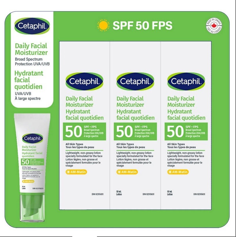 Fragrance-Free SPF 50 Face Moisturizer with UVA/UVB Sun Protection – 2 or 3 Pack