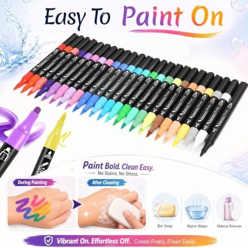 Temporary Tattoo Kit with 24 Pens, 50 Stickers & 82 Stencils for Teens