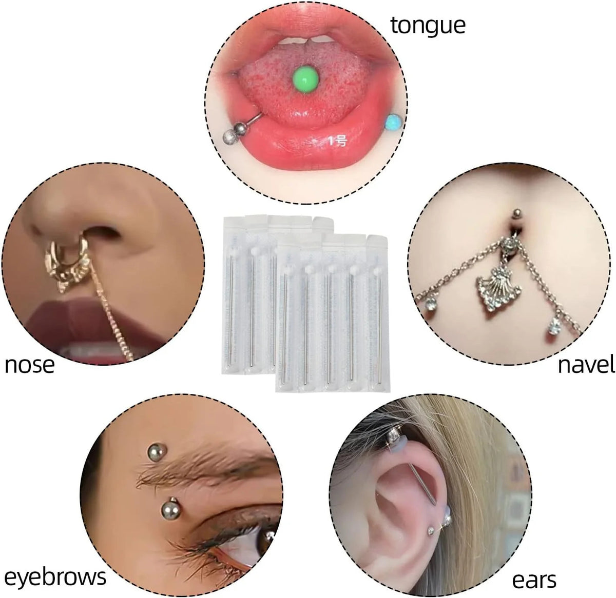 16G Stainless Steel Disposable Piercing Needles, 10pcs – Sterile Body Jewelry Needles