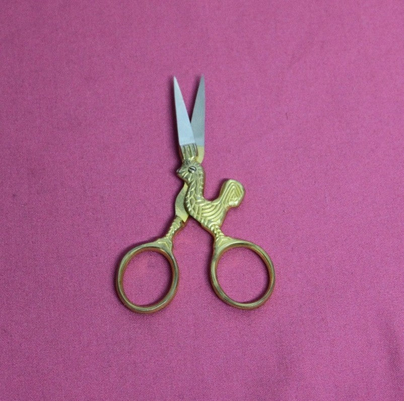Gold Plated Embroidery Scissors 3.5 Inch Stork Design for Needlework