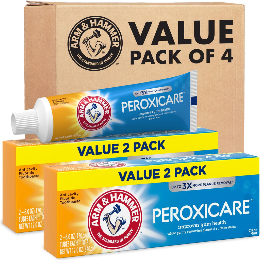 Arm & Hammer Peroxicare Toothpaste for Gum Health, Clean Mint, 6.0oz - Pack of 4
