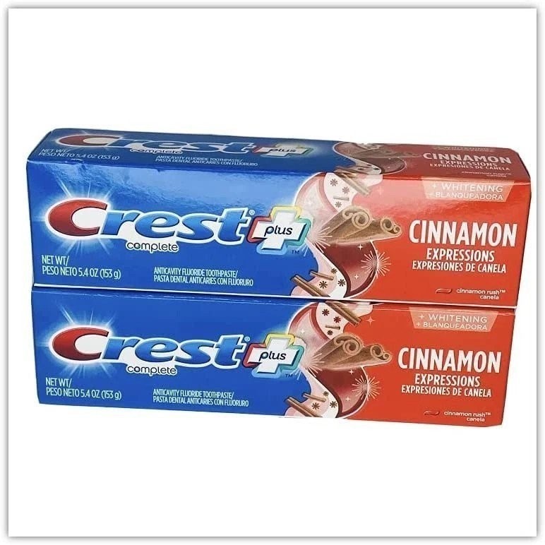Crest Complete Whitening Plus Cinnamon Mint Toothpaste - 2 Boxes 5.4 oz