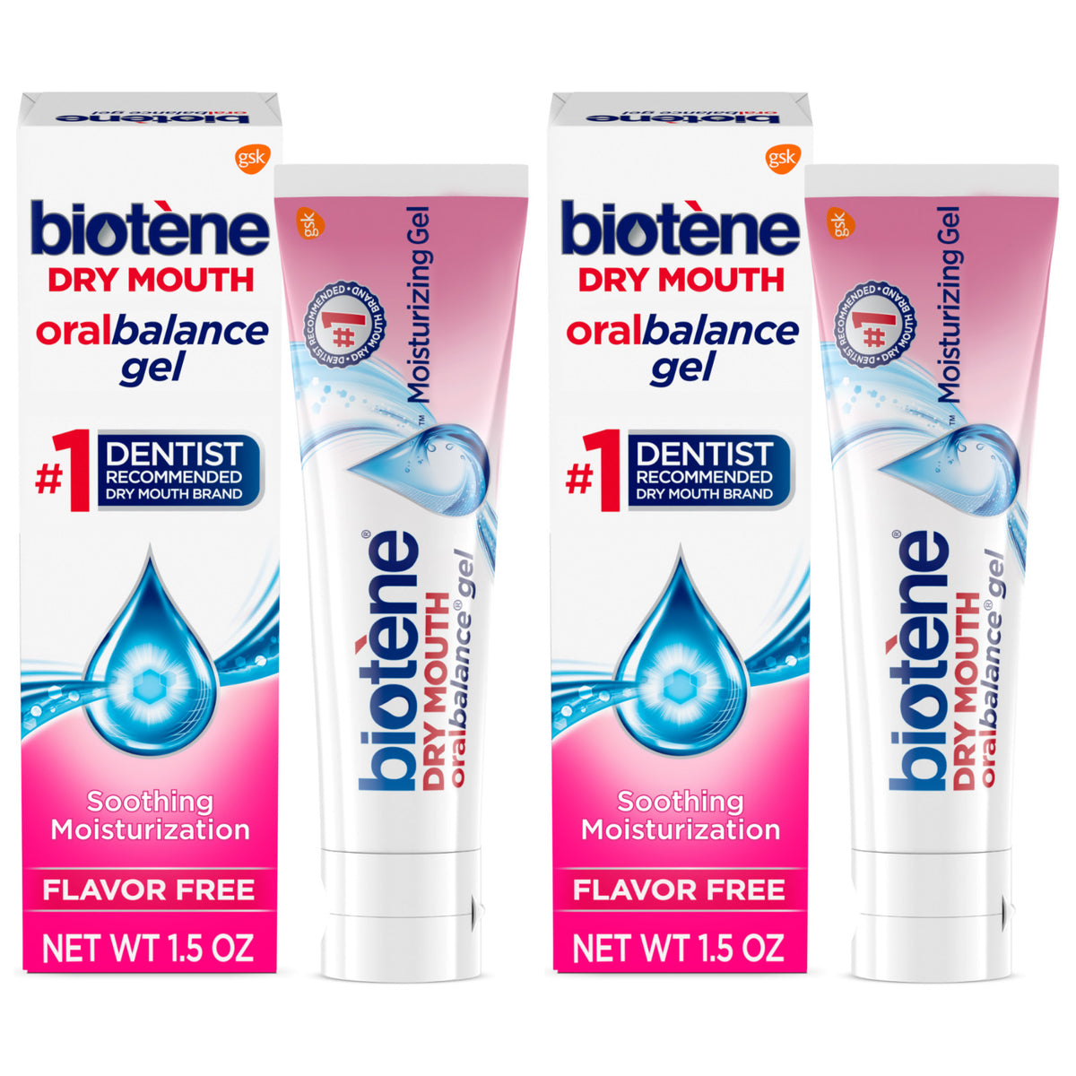 Dry Mouth Gel - Alcohol-Free, Unflavored Moisturizing Oral Care 2-Pack