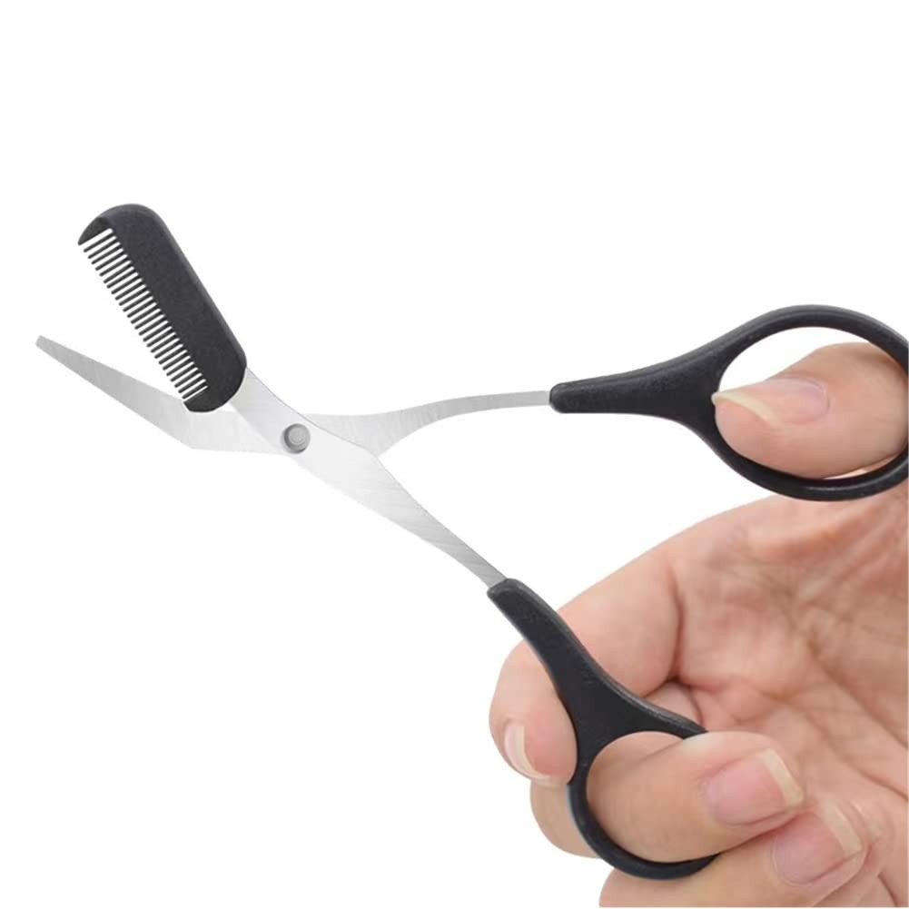 Eyebrow Trimmer Scissors with Comb - Stainless Steel Makeup Grooming Tool