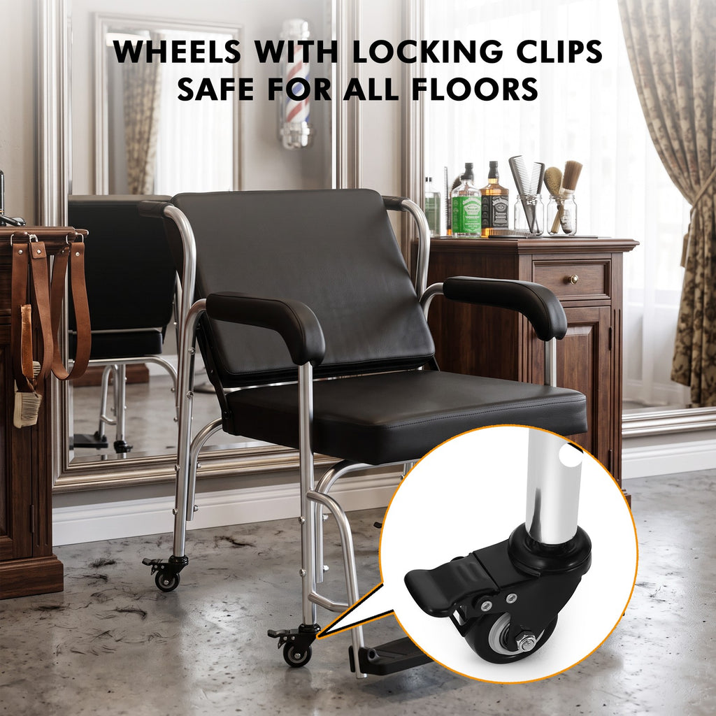 Portable Reclining Shampoo Chair with Wheels for Salon & Home Use - Black