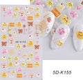 Nail Art Stickers 5D Embossed Flower Heart Bunny Star & Daisy Designs