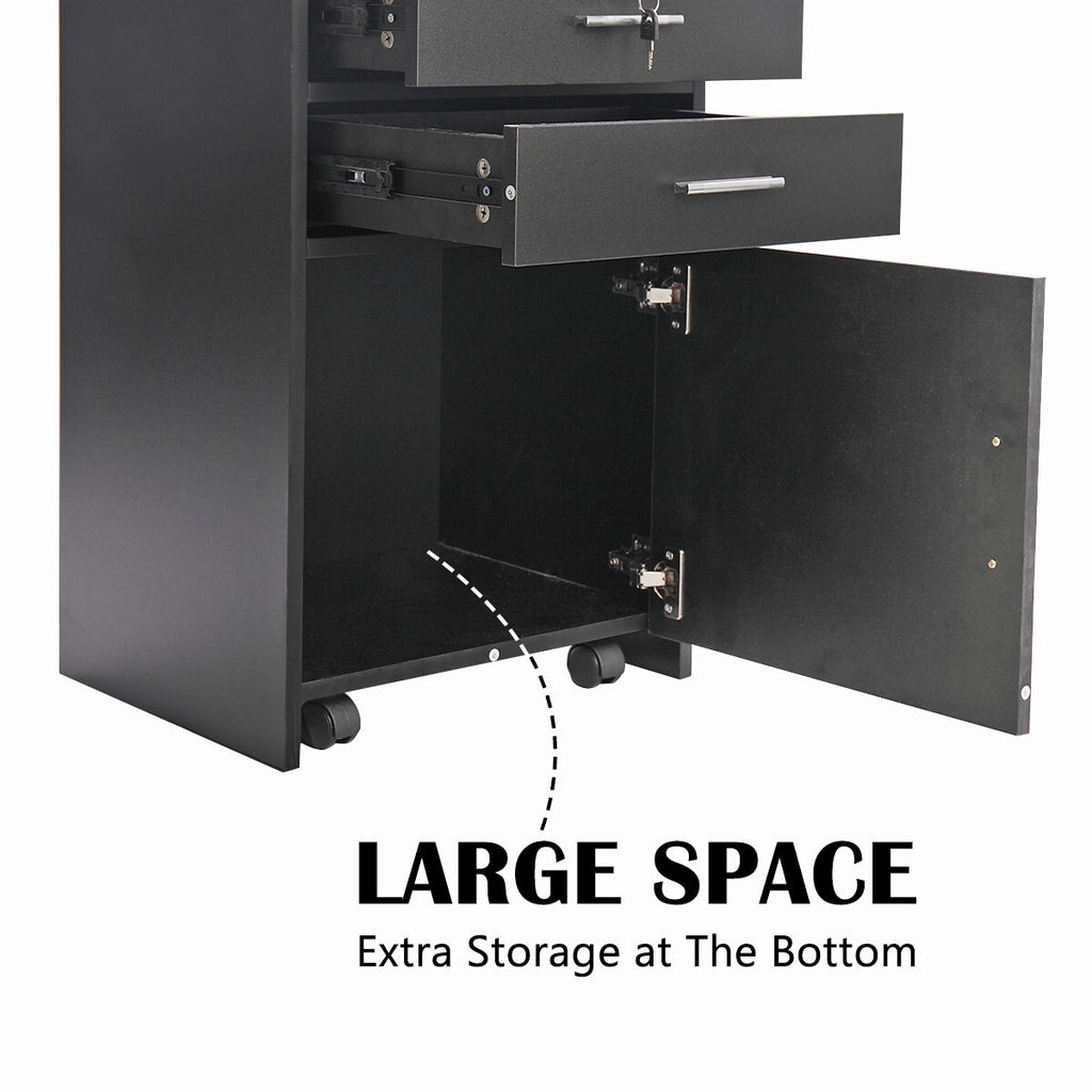 Salon Trolley Cabinet with Drawers & Hair Dryer Holders - Rolling Salon Station